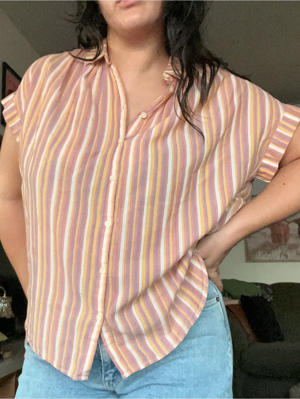 Striped 100% cotton Madewell short sleeve button down